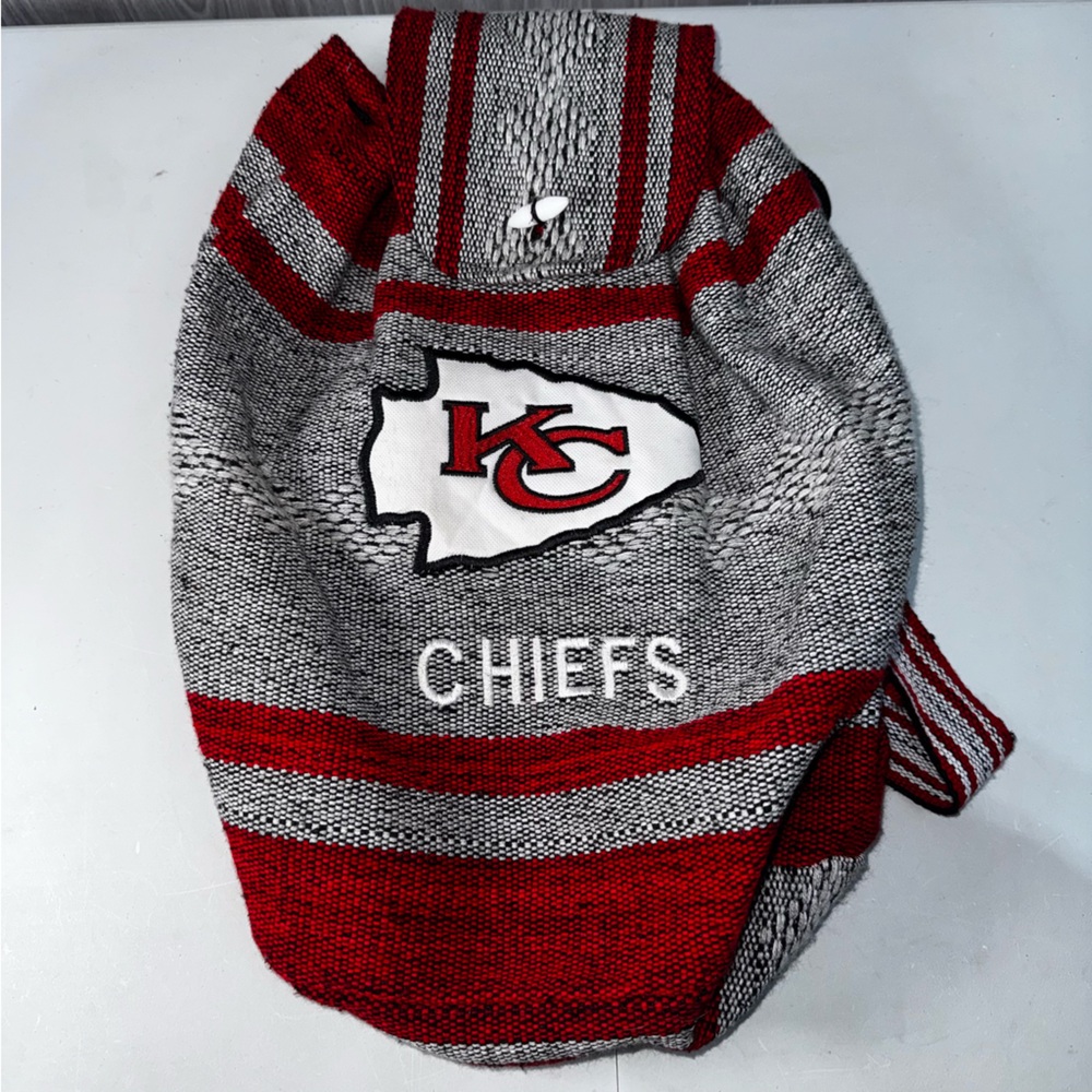 Kansas City Chiefs Backpack Woven Boho Material Embroidered‎ Logo Drawstring